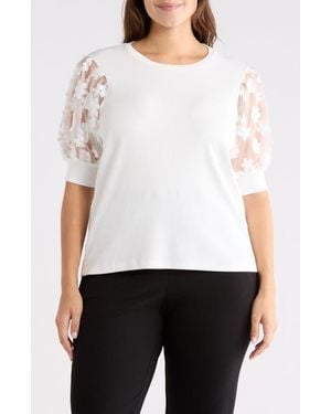 Philosophy Embroidered Puff Sleeve Top - White