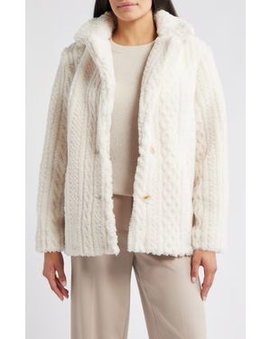 Bernardo Cable High Pile Fleece Jacket - Natural