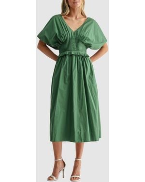 Mila + Mate Dolman Sleeve Cotton Midi Dress - Green