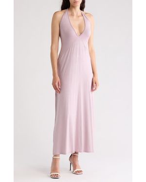 Go Couture Plunging V-Neck Maxi Dress - Pink