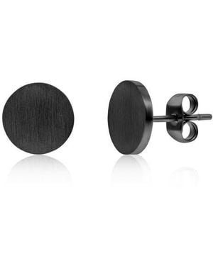 Black Jack Jewelry Brushed Round Stud Earrings - Black
