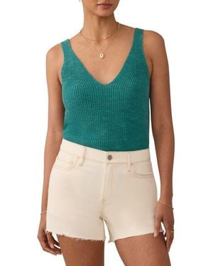 Faherty Miramar Linen & Organic Cotton V-Neck Sweater Tank - Blue