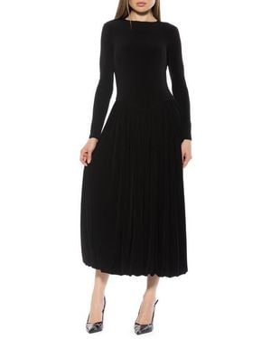 Alexia Admor Eero Crewneck Long Sleeve Bubble Hem Midi Dress - Black
