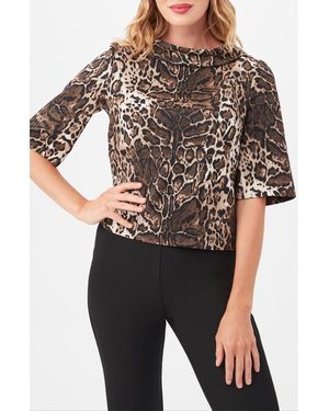 Trina Turk Kaillee Leopard Print Jacquard Top - Black