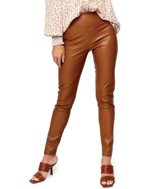Gibsonlook Gigi Essential Faux Leather Leggings - Brown