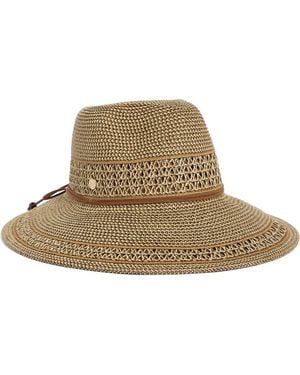 Vince Camuto Tapered Back Tweed Panama Hat - Brown
