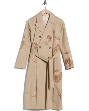 L'Agence Double Breasted Cotton Trench Coat - Natural