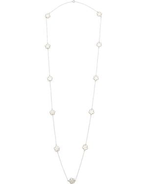 Juvell Mother-Of-Pearl Clover Station Chain Long Necklace - White