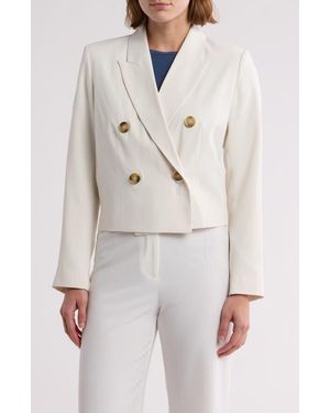 Gemma Jane Double Breasted Crop Blazer - Natural