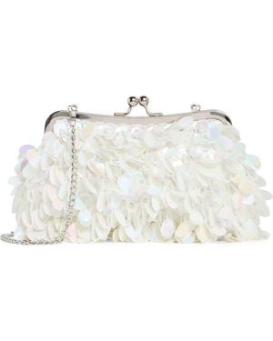 ALESSIA BIANCHI Sequin Frame Clutch - White
