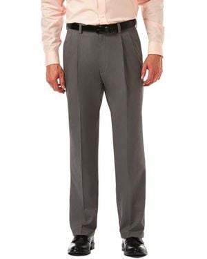Haggar Cool 18 Pro Heather Classic Fit Pleat Front Pants - Gray