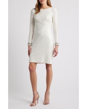 Vince Camuto Foil Wave Long Sleeve Knit Dress - White
