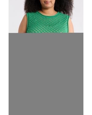 Sanctuary Open Stitch Sleeveless Cotton Sweater - Green