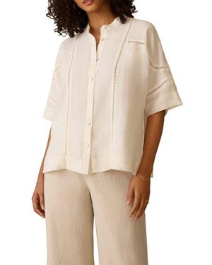 Faherty Luna Lattice Inset Linen Shirt - Natural