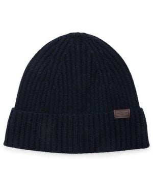 Hickey Freeman Merino Wool Rib Knit Beanie - Blue