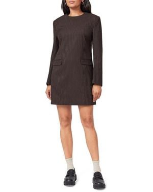Scotch & Soda Pinstripe Long Sleeve Shift Dress - Black