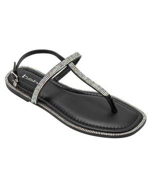 Bebe Rhinestone T-Strap Sandal - Black