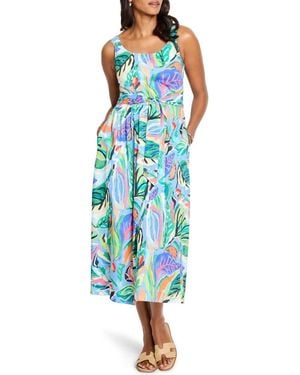 NIC+ZOE Sophie Island Beat Cotton Midi Sundress - Blue