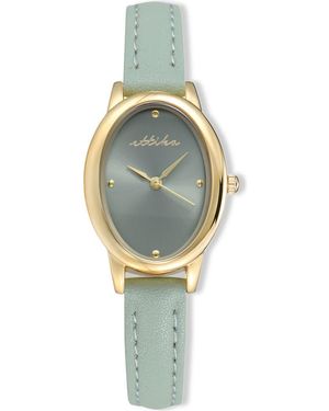 Ettika Oval Leather Strap Watch - Metallic
