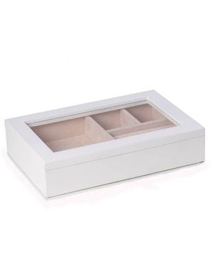 Bey-berk Glass Lid Valet Case - White