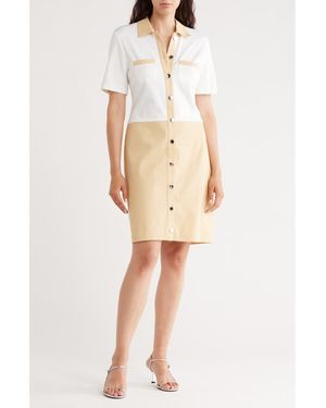 Nanette Lepore Colorblock Ponte Shirtdress - Natural