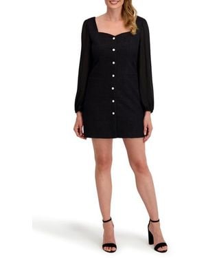 Laundry by Shelli Segal Isla Long Sleeve Mixed Media Minidress - Black