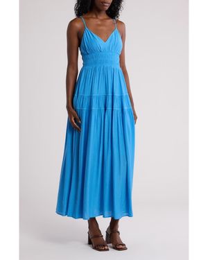 Blu Pepper Smocked Sleeveless Maxi Dress - Blue