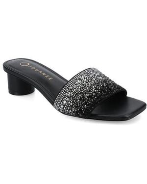 Journee Collection Flora Crystal Embellished Slide Sandal - Black