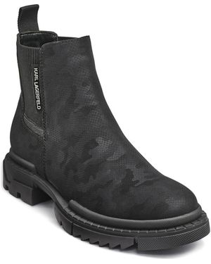 KARL LAGERFELD Camo Jacquard Chelsea Boot - Black