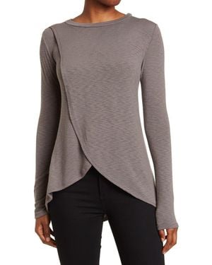 Go Couture Cross Hem Rayon Polyester Shirt - Gray