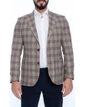 VELLAPAIS Plaid Sport Coat - Gray