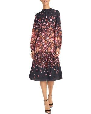 Maggy London Floral Long Sleeve Tiered Dress