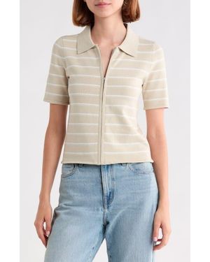 Rag & Bone Leanne Striped Zip Polo - Natural