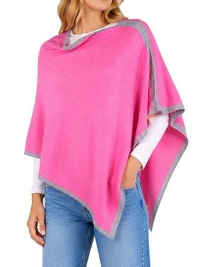 Portolano Cashmere Cowl Neck Poncho - Pink