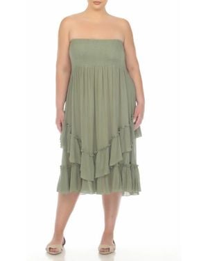 Boho Me Smocked Bandeau Convertible Dress Skirt - Green