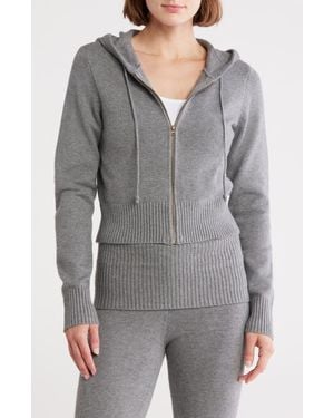 Lucky Brand Knit Zip-Up Hoodie - Gray