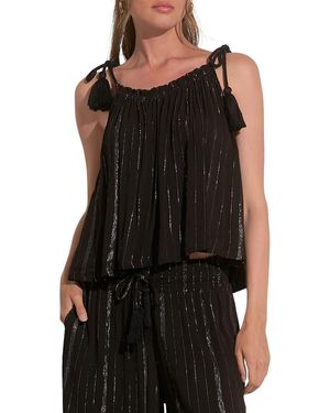 Elan Stripe Cover-Up Tank Top - Black