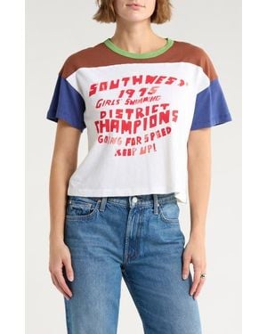 Mother The Grab Bag Crop Yoke Graphic T-Shirt - Red