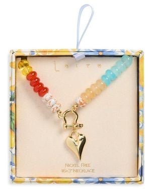 Leith Beaded Toggle Heart Pendant Necklace - Multicolor
