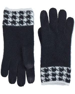 Bruno Magli Cashmere Houndstooth Gloves - Blue