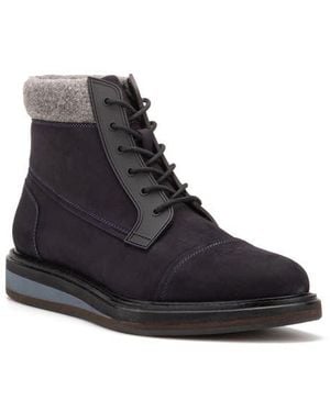 Vintage Foundry Stone Faux Fur Trim Leather Boot - Black