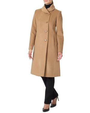 Sofiacashmere Round Collar Wool Coat - Natural