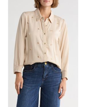 Democracy Long Sleeve Button-Up Shirt - Natural
