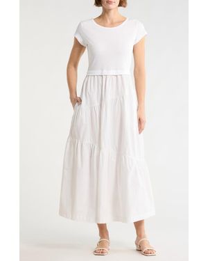 BOSS Tiered T-Shirt Midi Dress - White