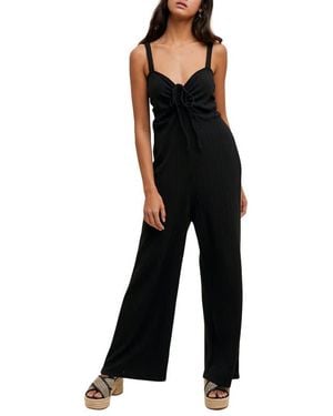 Wishlist Sweetheart Neck Wide Leg Jumpsuit - Black