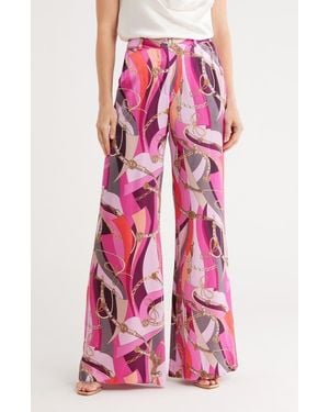 L'Agence Pilar Silk Wide Leg Pants - Pink