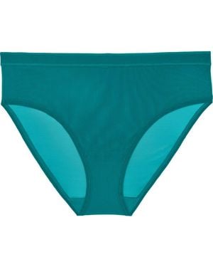 Curvy Couture Sheer Mesh High Cut Briefs - Green
