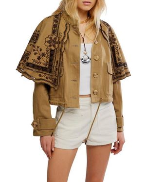 Free People Bali Hideaway Cutwork & Embroidery Cotton Jacket - Brown