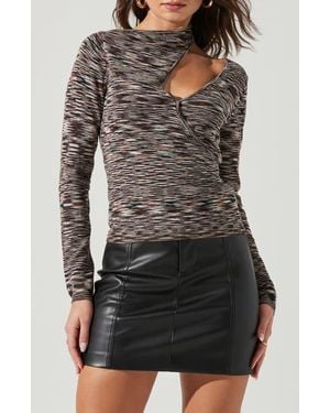 Astr Issa Asymmetric Cutout Knit Top - Black