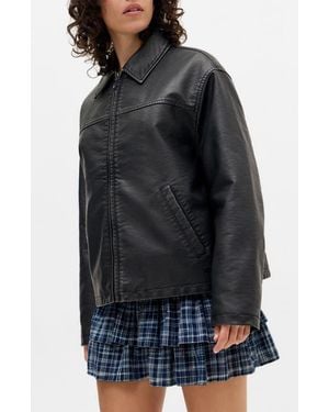 BDG Dex Wadded Faux Leather Jacket - Black